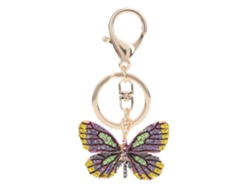 Llavero De Mariposa, Aleación De Zinc Con Cristales Brillantes, Para Mochila/cartera, Verde.