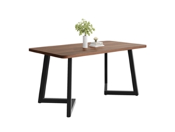 Mesa de comedor con tablero veteado de madera y patas de metal negro 117x68 cm Mobrio marrón y negro