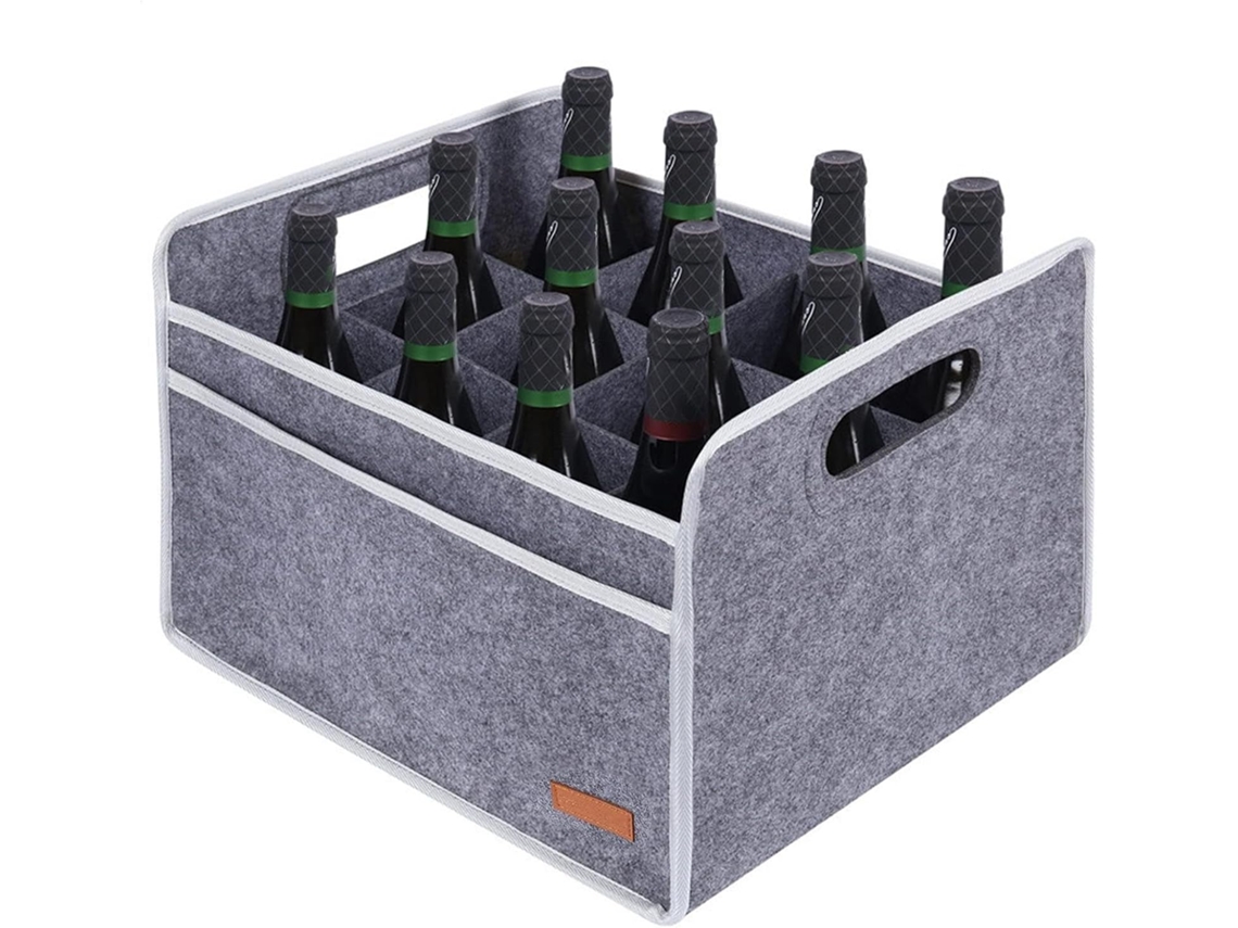 Estojo Para 12 Garrafas De Vinho, Revestido Em Feltro, Dobrável, Com Isolamento Térmico Espesso, Design Robusto E