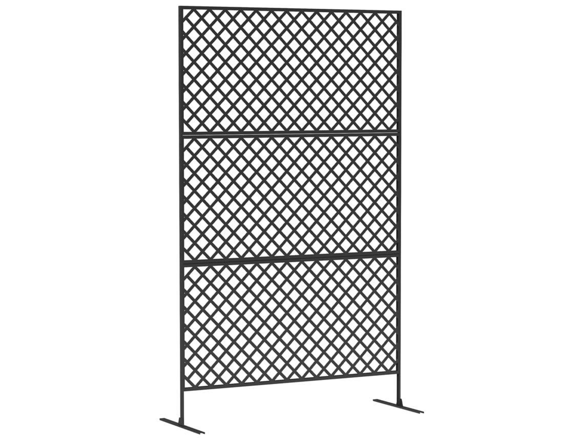 Separador De Ambientes De 3 Paneles De Rejilla De Acero, 122x198cm, Negro.