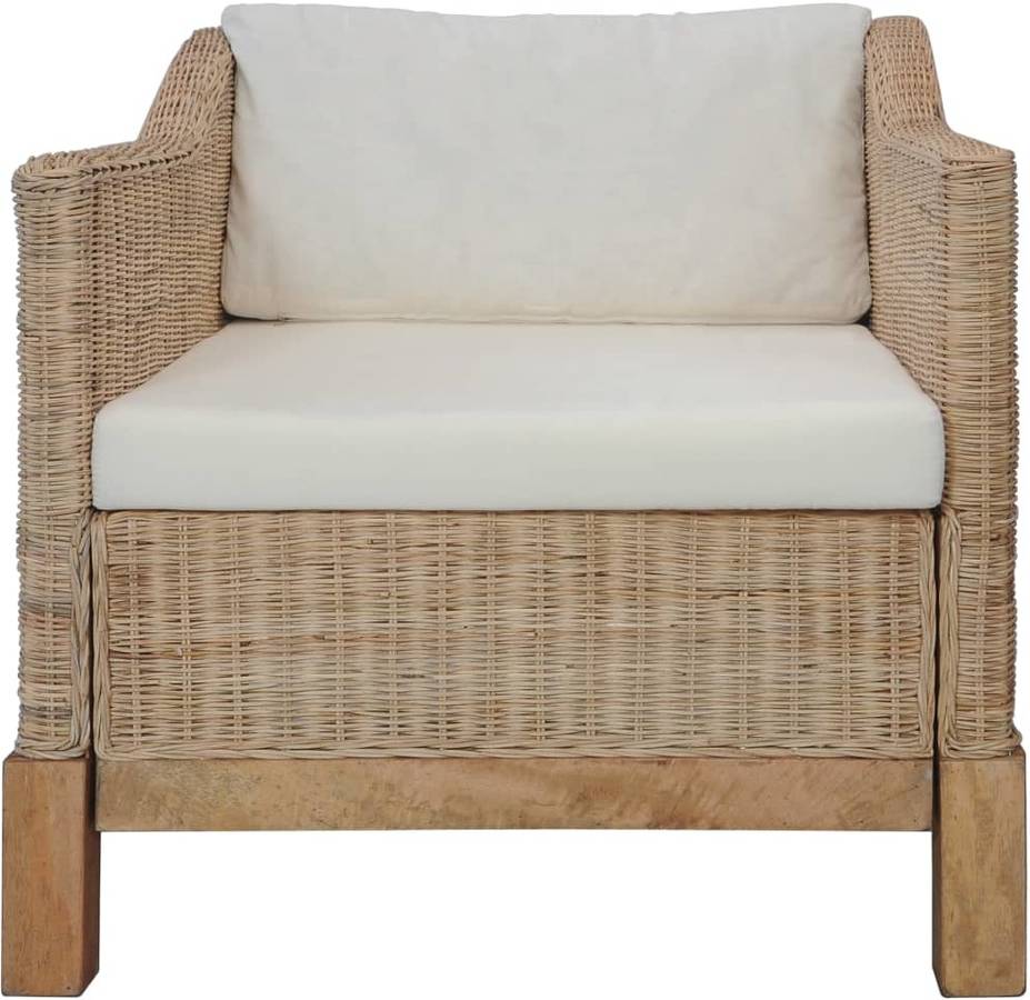 Vidaxl Con Cojines de relax cesta club brazos muebles natural almohadones mimbre