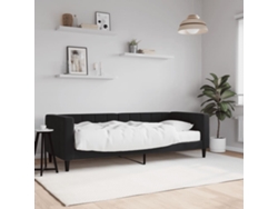 Sofá Cama Con Colchón Terciopelo Negro 80x200 Cm