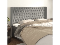Cabecero Con Orejas De Terciopelo Gris Claro 203x16x118/128 Cm