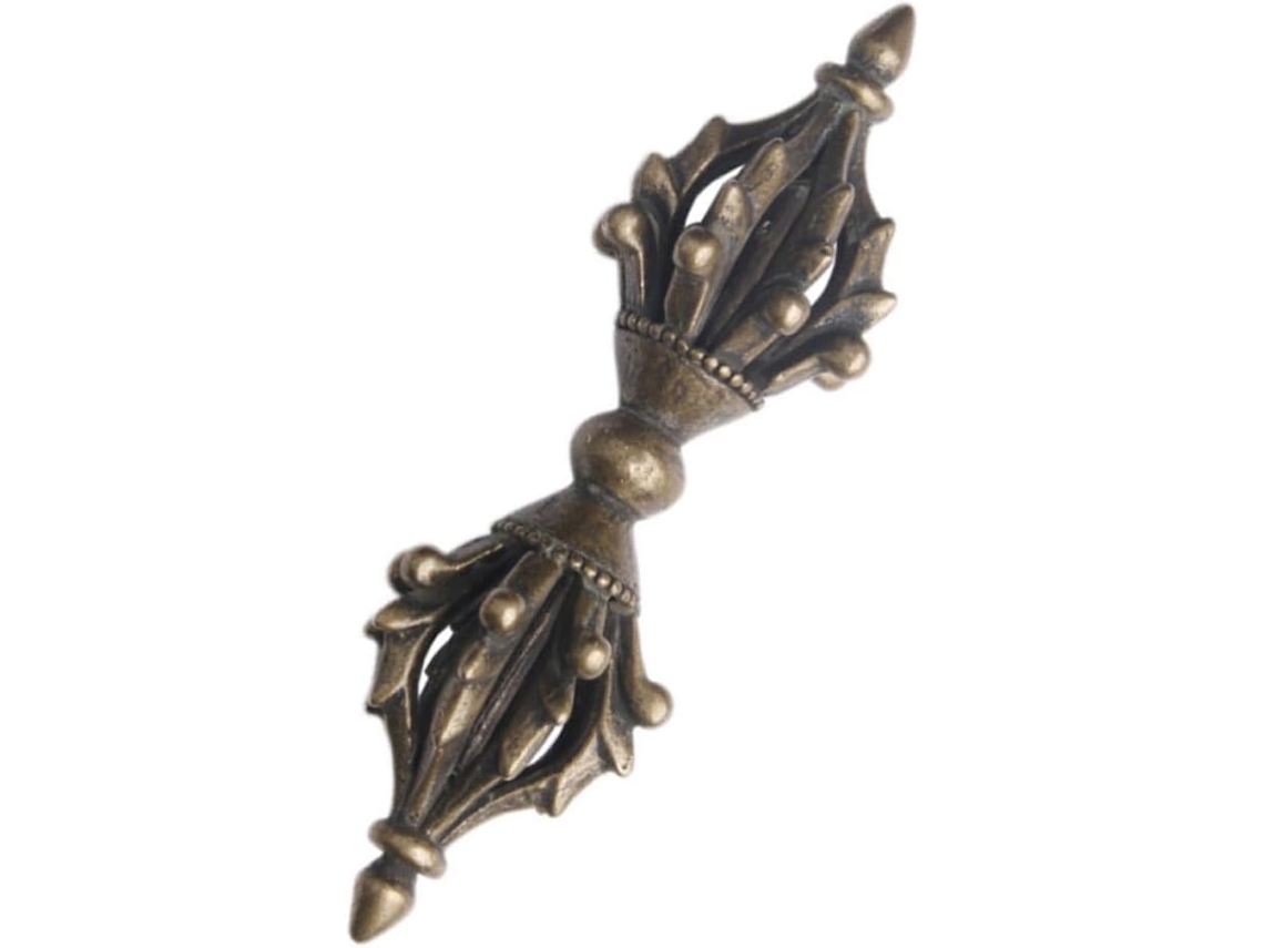 Mortero Vajra antiguo, latón envejecido, ornamento tibetano, 8 brazos, decoración de interiores, objeto de oficina, GOKOCO