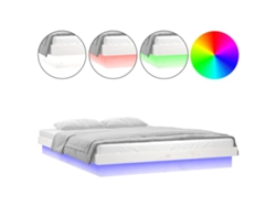 Maison Exclusive - Estructura De Cama Doble Led Sin Colchón Madera Maciza Blanco