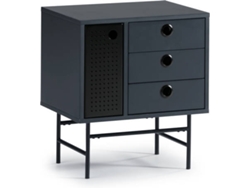 Mesita de Noche BAZAR MONDIALE Punto (Azul Oscuro - MDF y Metal - 48x35x55 cm)