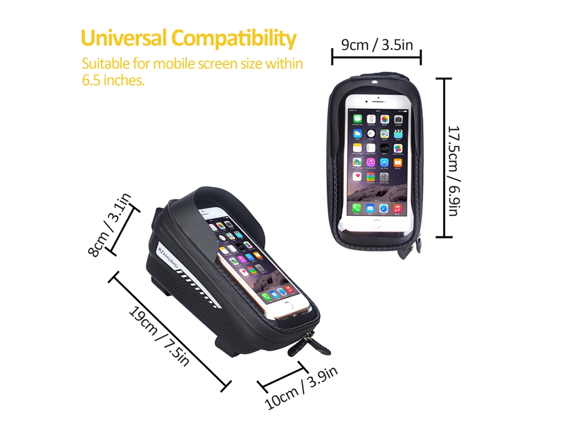 Bolsa Para Bicicleta Con Soporte Para Teléfono Con Pantalla Táctil, Impermeable, Montaje En El Cuadro Delantero Con Compartimento Para Herramientas.