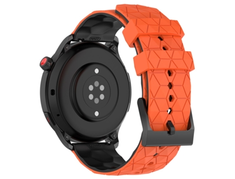 Correa de Silicona patrón de fútbol bicolor 22mm para Huami Amazfit GTR 4 46mm - naranja/negro