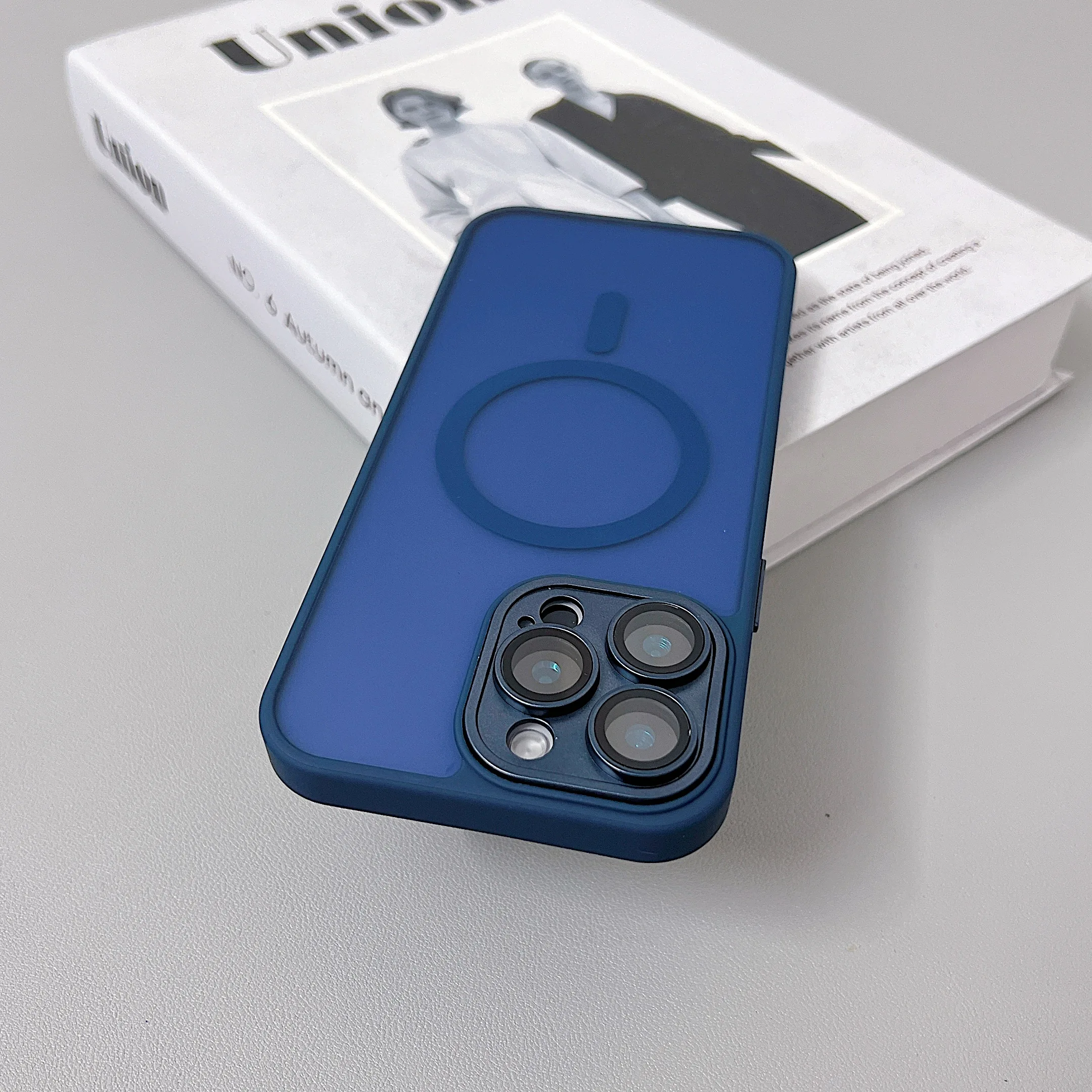 (iphone 14 Pro Max, Azul) Funda Transparente A Prueba De Golpes Para Iphone, Compatible Con Carga Inalámbrica Magsafe.