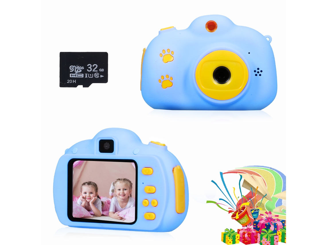 Cámara Selfie Infantil De 2,4 Pulgadas, 1080p, Batería Recargable, Resistente A Golpes, Regalo De Cumpleaños Con Tarjeta De 32 Gb.
