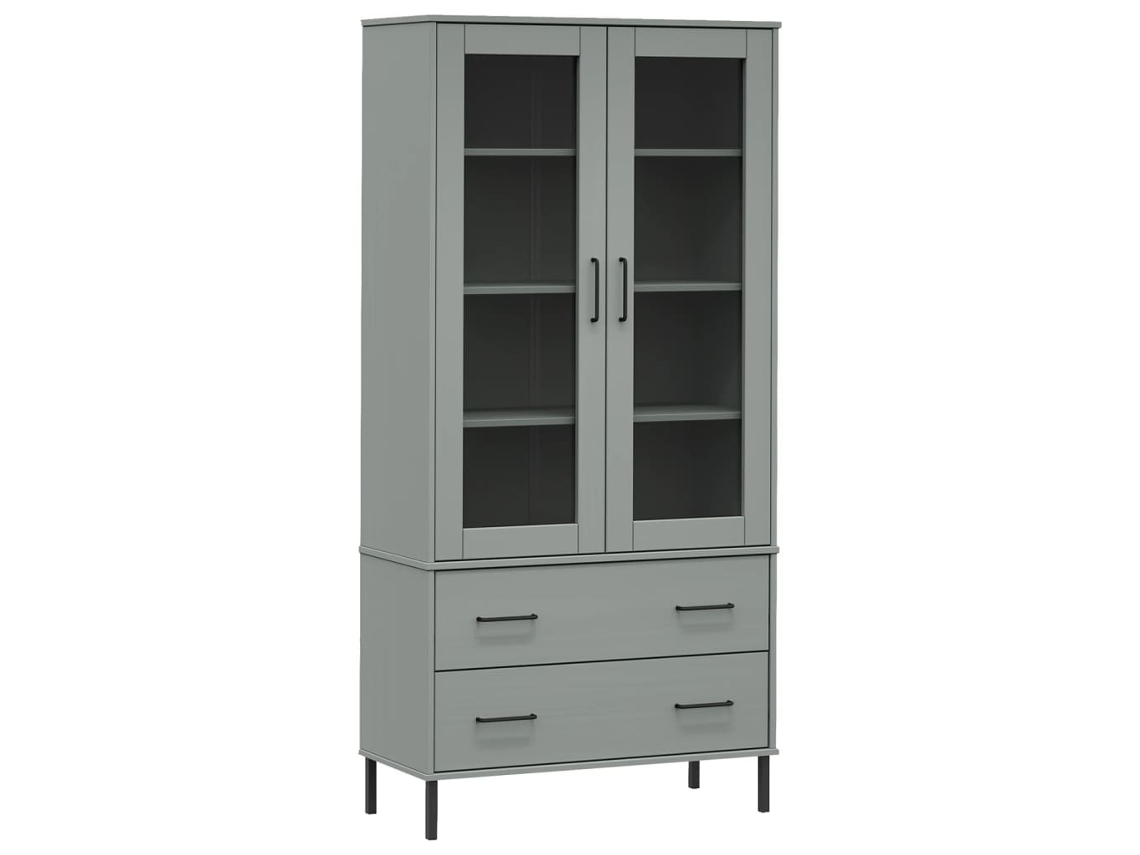 Maison Exclusive - Librería Patas De Metal Oslo Madera Maciza Gris 85x35x172,5cm