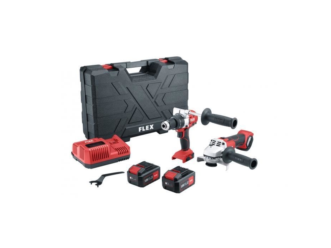 Kit combinado inalámbrico: destornillador de impacto inalámbrico Pd 2G 18.0-Ec Fs55 Amoladora angular inalámbrica L 125 18.0-Ec... FLEX