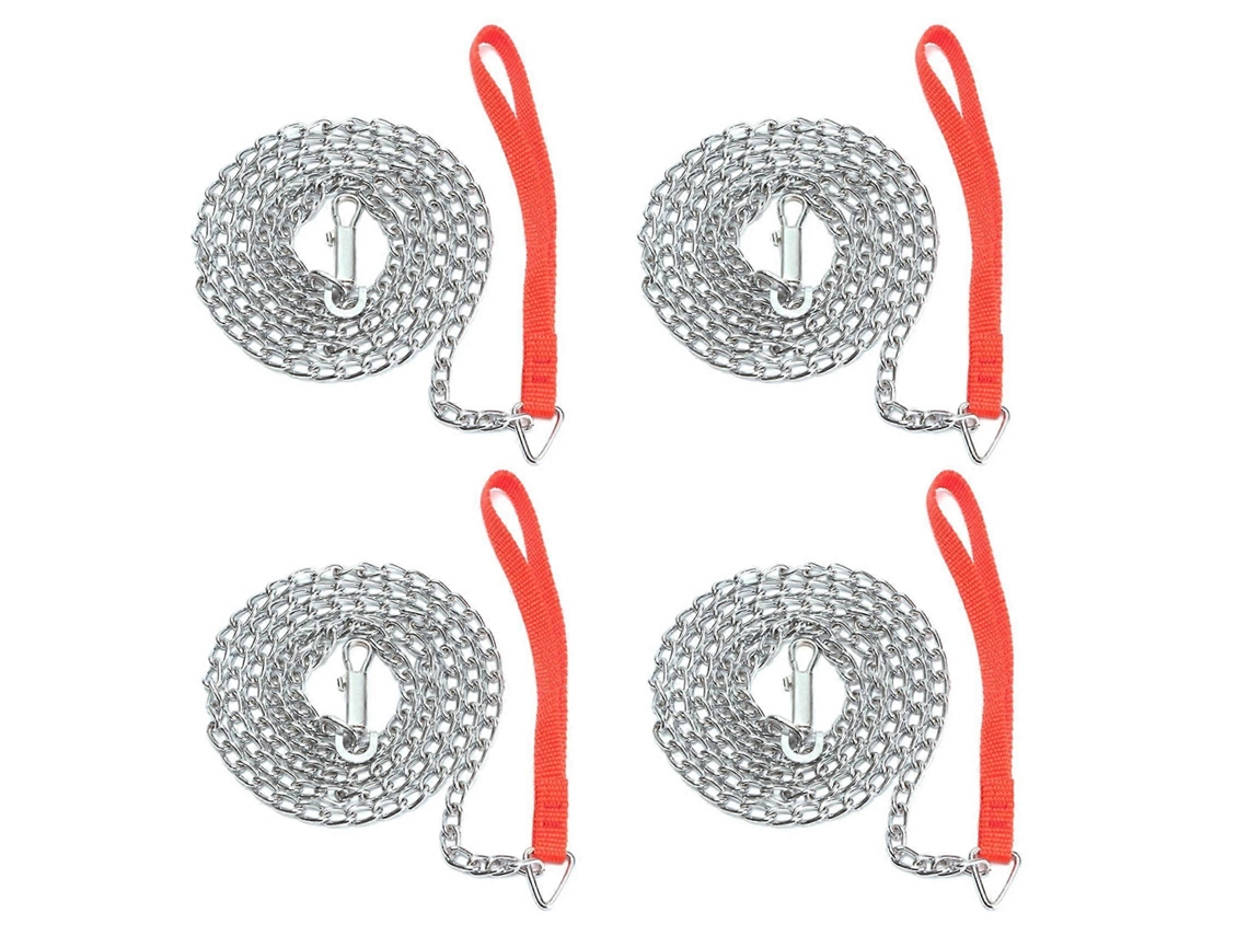 4 correas de metal resistentes para perros de 1,6 m con correa roja