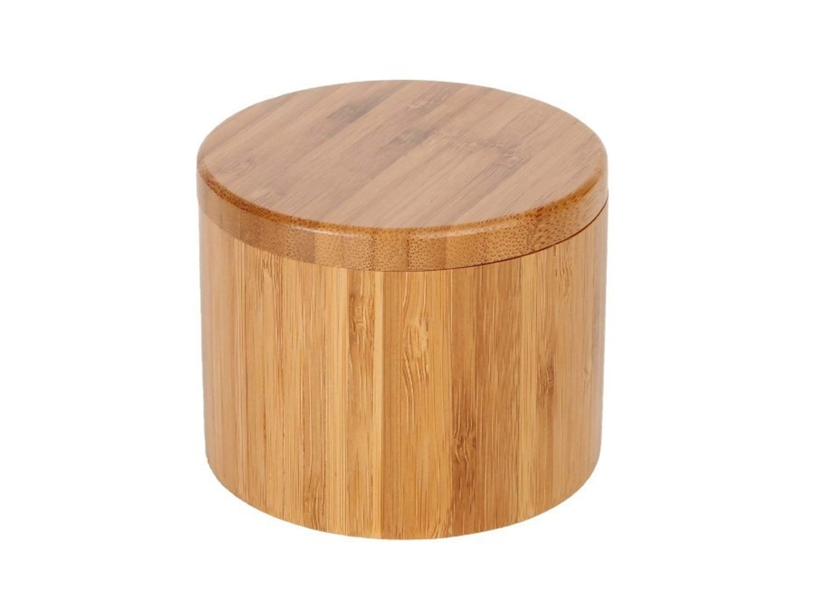 Caja de almacenamiento de condimentos, caja redonda de bambú, tapa magnética NEVEANCE