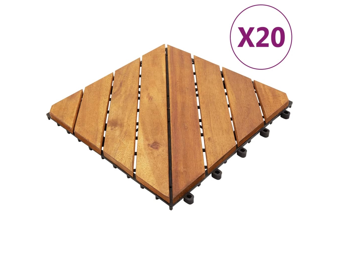 Baldosas De Porche De Madera De Acacia 20 Pzas Marrón 30x30 Cm
