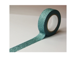 GLOBAL GIFT Cinta adhesiva - Azul turquesa - Purpurina - Reposicionable - 15 mm x 10 m