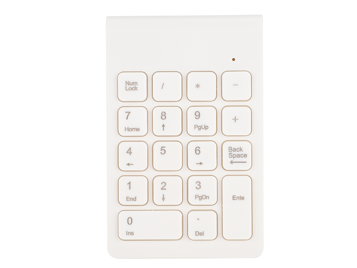Teclado numérico inalámbrico mini 2.4G USB ergonómico y ligero para PC, color blanco.