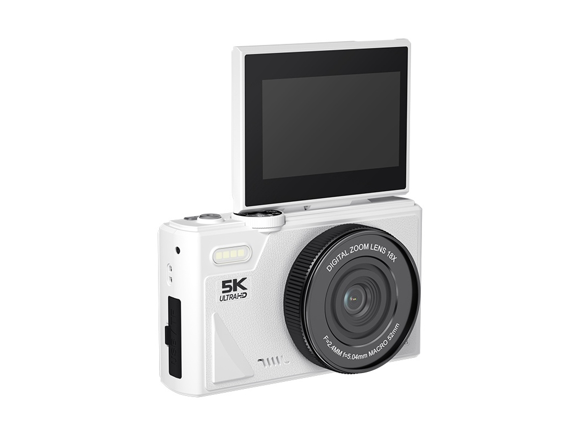 Cámara Digital 5k Ultra Hd 75mp Enfoque Automático Zoom 18x Regalo Para Niños Niñas Estudiantes (blanco)