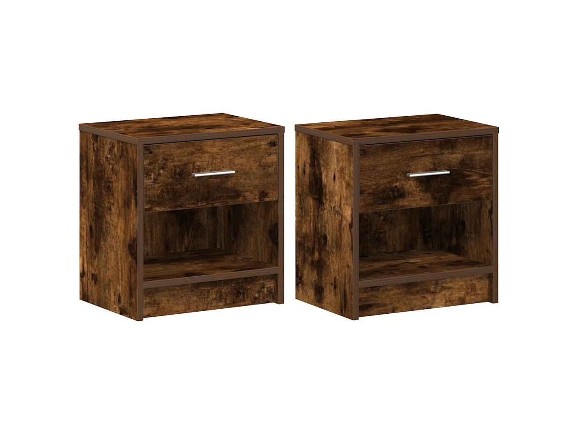 Maison Exclusive - Mesitas De Noche (2 Unidades) Con Cajón, Roble Ahumado, 39x28x41 Cm