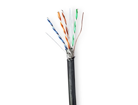 NEDIS Cable Sólido Cat6 Bobina S/Ftp Cobre 305 0 M Exterior Redondo Pe Negro
