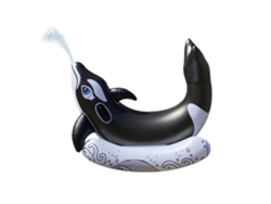 Silla flotante inflable para niños, diseño de orca, lanza agua. Presa.