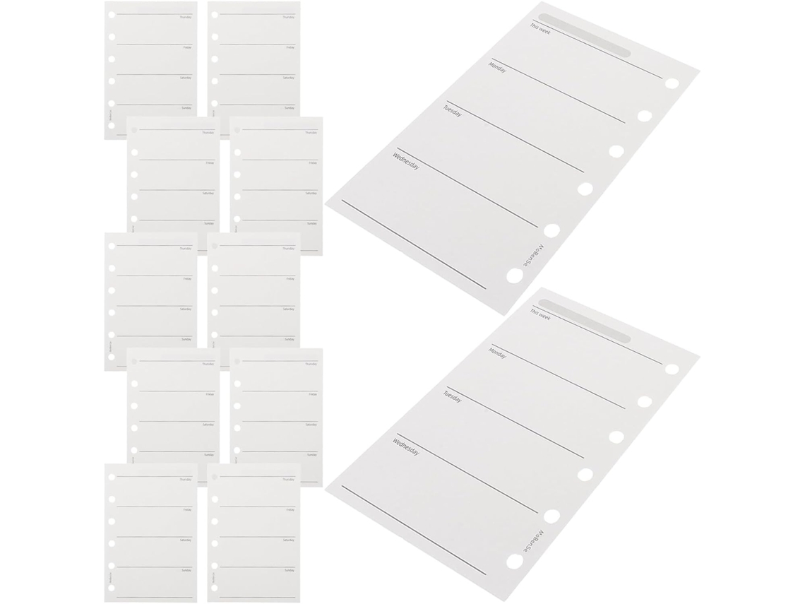 Recambio Para Agenda Semanal A7, Perforado Con 6 Agujeros, Papel De 120 G/m², Doble Cara, Tamaño 4,7 X 3