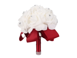 Ramo De Novia Con Flores Artificiales Y Diamantes De Imitación Para Decoración De Bodas Y Fiestas En Casa (vino)