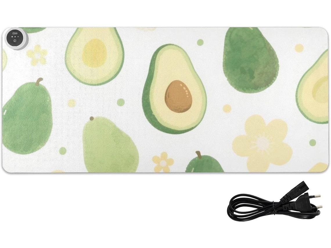 Besportble Alfombrilla De Ratón Calefactable Cuero Verde Aguacate Y Dibujos Animados Ordenador 80 X 33 Cm