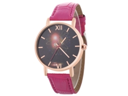 Reloj De Pulsera De Aleación Con Dial Redondo Analógico De Cuarzo (rojo Rosa)