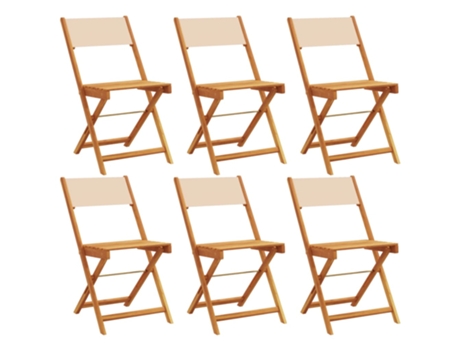 Conjunto 6 Silla De Jardín VIDAXL Beige Madera