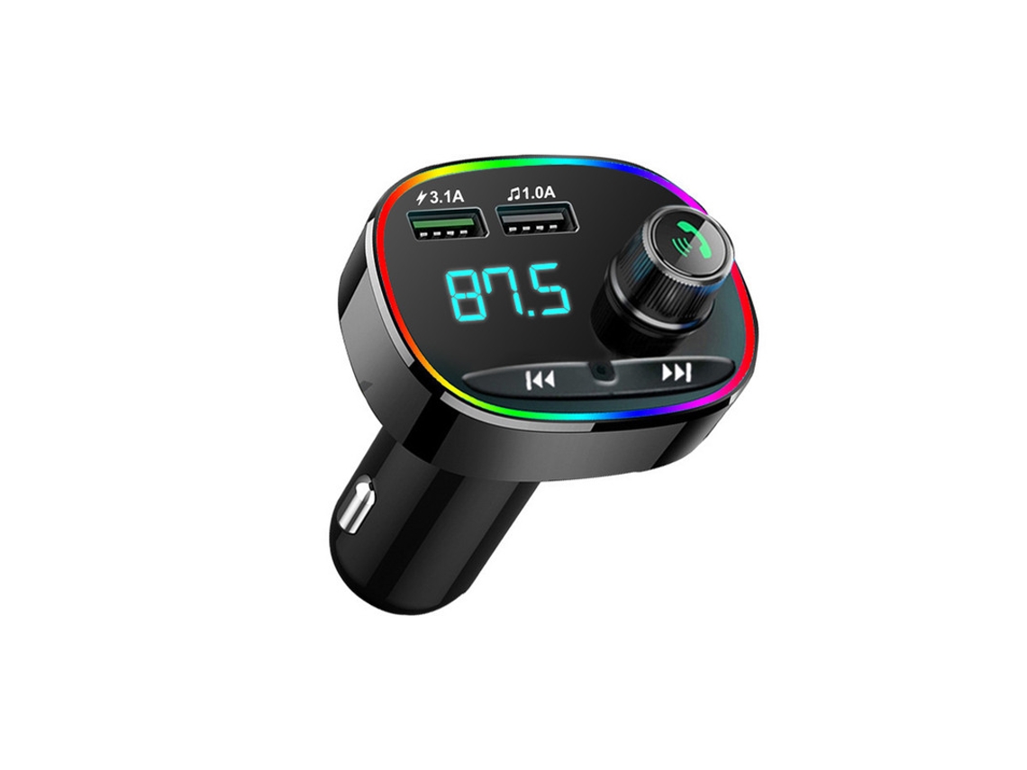 Transmisor de FM YIZHOOD V9 MP3 Bluetooth Adaptador de radio LED 5V / 3.1A Doble USB Mando a distancia Carga de teléfono negro
