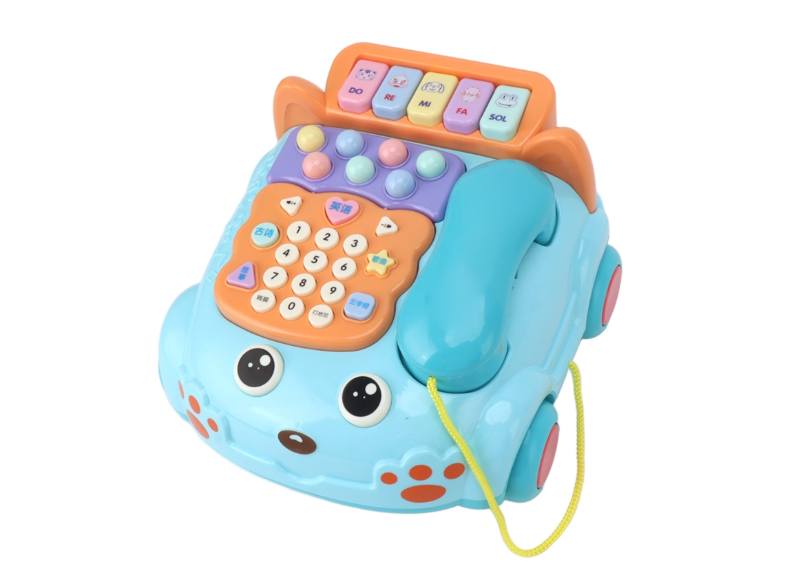 Teléfono De Juguete Para Bebés Con Música, Luces, Dibujos Animados, Educación Bilingüe Interactiva Para Niños, Azul