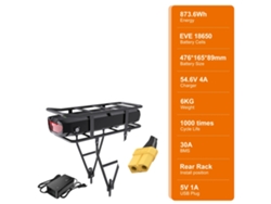 Batería para bicicleta eléctrica, litio de 36 V/48 V, capacidad de 18,2 Ah/20,8 Ah, 48 V 18,2 Ah, montaje trasero (más vendida)