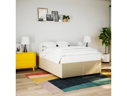 Cama Sin Colchón Tela Color Crema 140x190 Cm