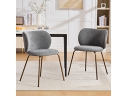 Juego De 2 Sillas De Comedor De Chenilla Con Respaldo Curvo, Color Gris Bronce.