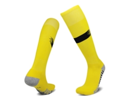 Calcetines de fútbol MDUG (amarillos y negros), de algodón transpirable, antideslizantes, hasta la rodilla.