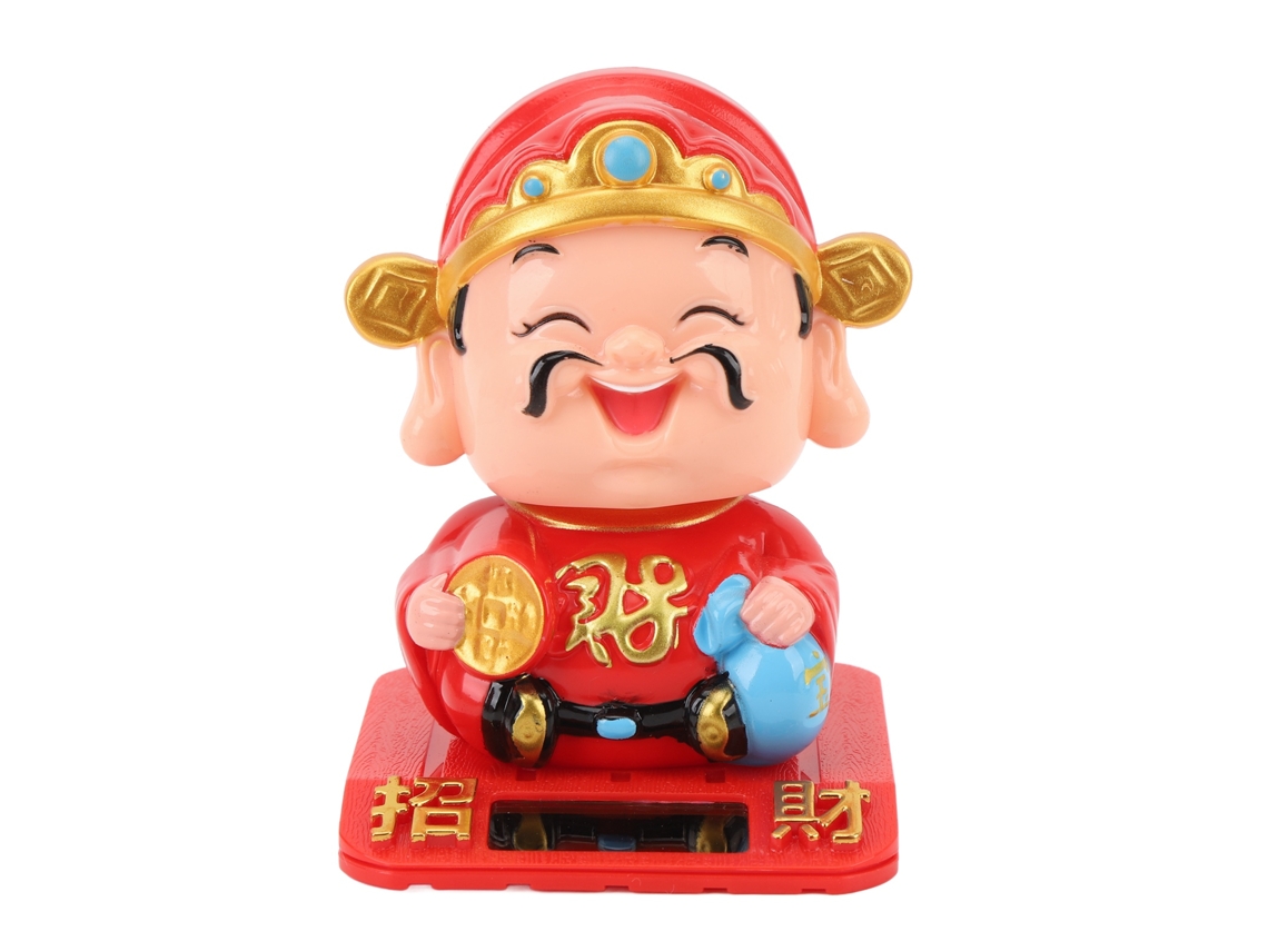 Estatua De Cai Shen Con Sensor De Luz Automático Para Decoración De Oficinas, Coches Y Hoteles - Rojo