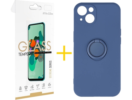 Carcasa + 1 Protector de Vidrio iPhone 13 SKYHE Gel O-Ring Azul