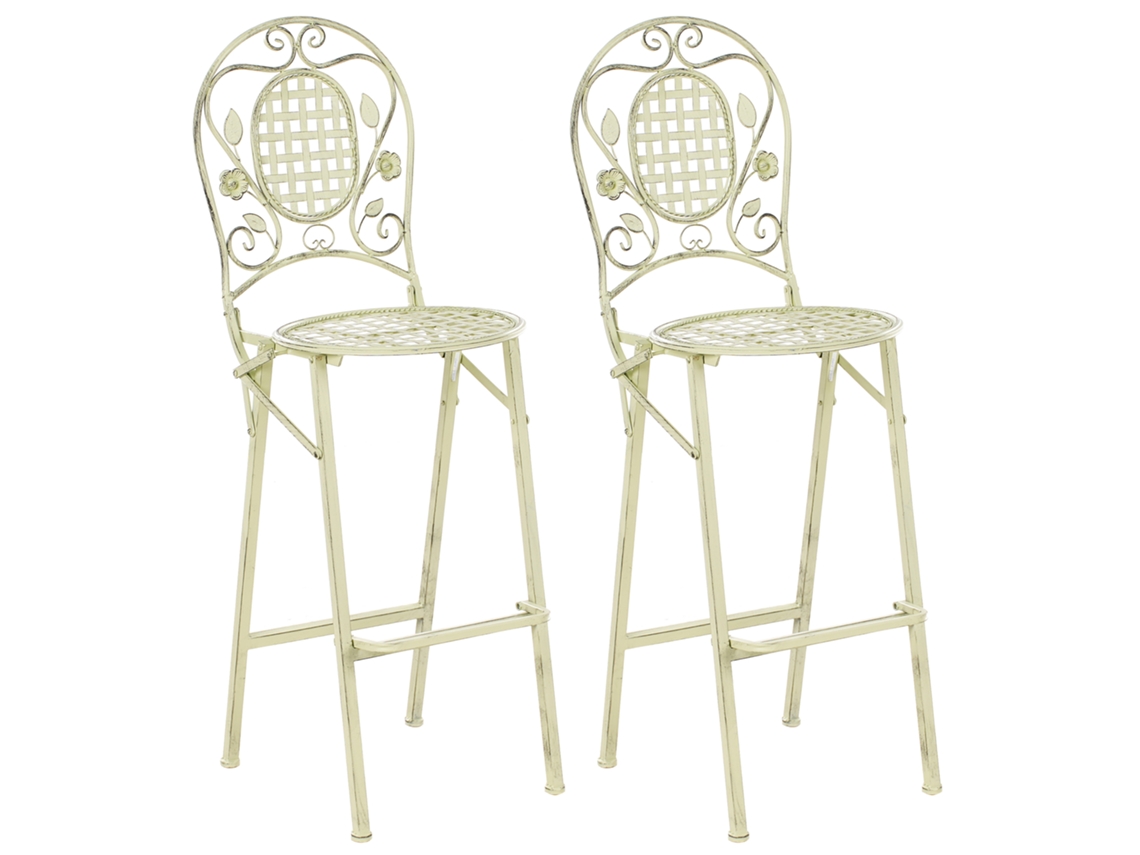 Juego de 2 sillas de bar de jardín Beliani Bivio en hierro verde 42x45x121