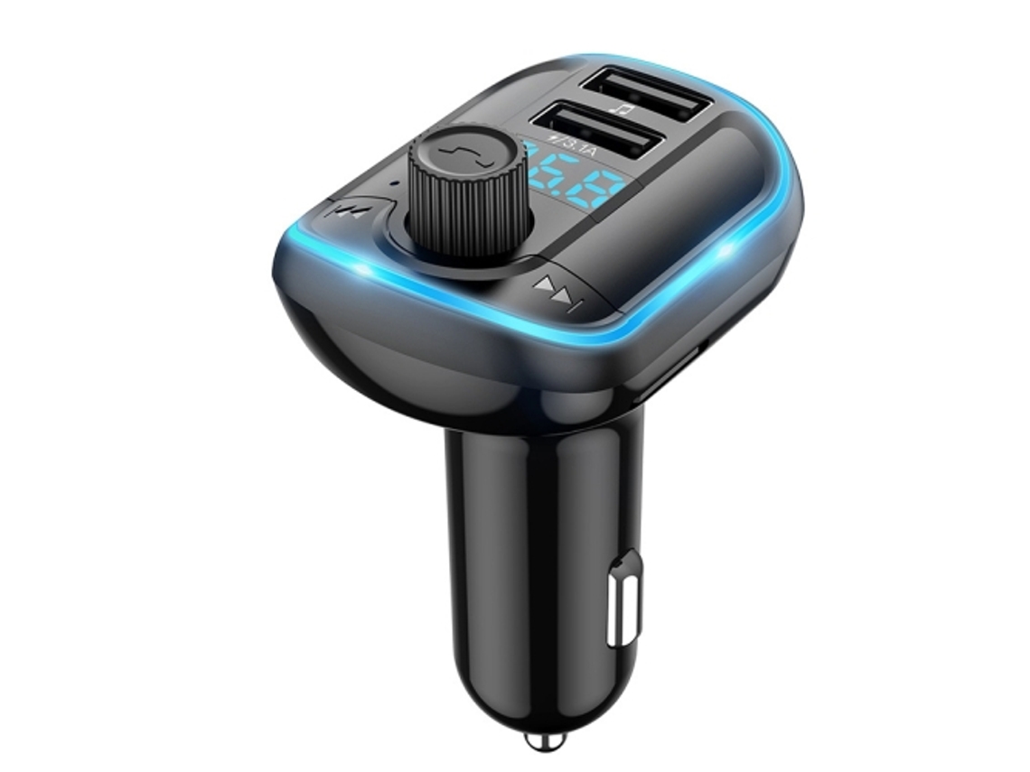 Transmisor FM Bluetooth Fwinl T829s Coche Bluetooth Luz Ambiental Mp3 Bluetooth Azul