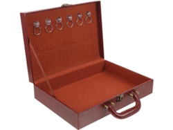 Caja De Almacenamiento Para Llaveros De Cuero Sintético Pu Marrón Rojizo, Estuche Portátil Mediano Con Compartimento Grande.