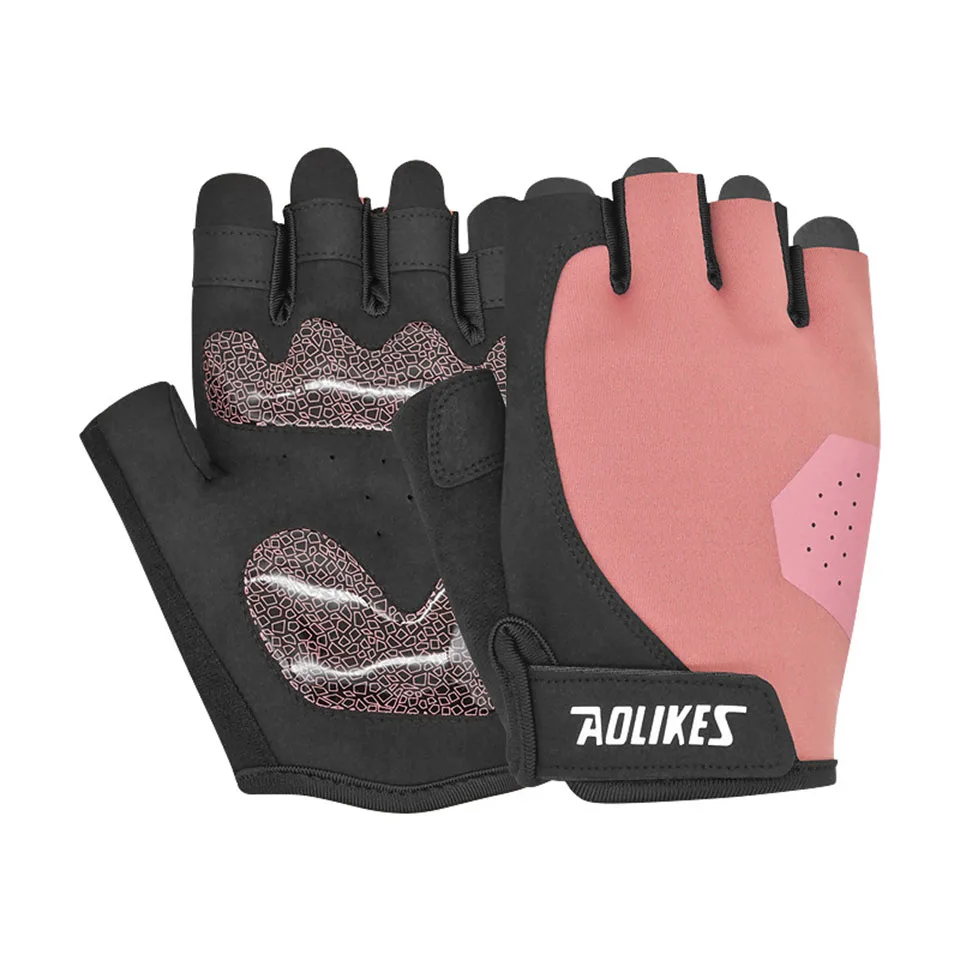 Guantes de ciclismo (rojos, talla S), sin dedos, transpirables, antideslizantes, con acolchado de silicona para la absorción de impactos.
