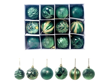 12 adornos de bolas de Navidad para decoración de árbol de Navidad, caja de regalo reutilizable de 2,36 pulgadas para vacaciones y fiestas, verde