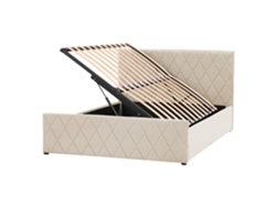 Cama con almacenaje BELIANI Rochefort de Terciopelo Beige 150x214x99