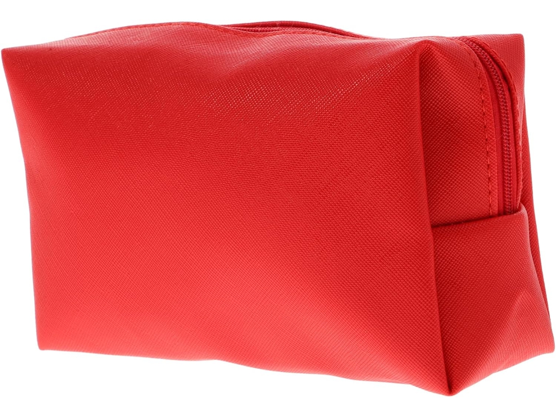 Mini Neceser Rojo Portátil Con Costuras Brillantes Para Guardar Maquillaje.