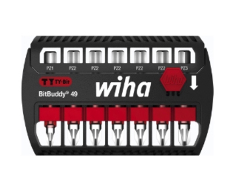 WIHA Juego de bits BitBuddy®, bits en TY de 49 mm Pozidriv de 8 unid. de 1/4" (42099)