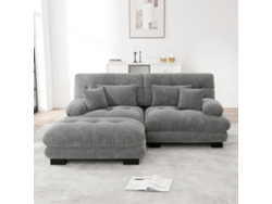 Sofá Cloud 2 Plazas - Chenille Con 2 Cojines Lumbar, 2 Cojines Decorativos, Reposabrazos Anchos Y Ottoman - Gris