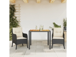 Juego de comedor de jardín de 3 piezas con cojines de mimbre negros de DKD Home Decor