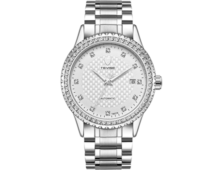 VEANXIN Reloj mecánico para hombre Reloj automático de dos tonos Reloj de diamantes de imitación de acero inoxidable-Verde