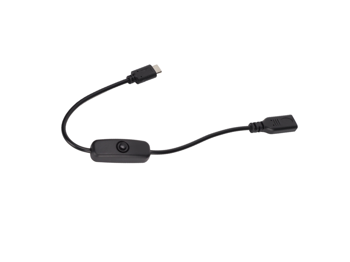 Cable De Extensión De Alimentación Usb C Macho A Hembra Con Interruptor De Encendido/apagado, 30 Cm, Negro